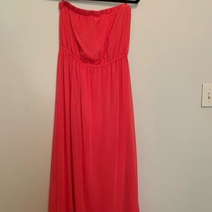 Strapless Pink Maxi Dress